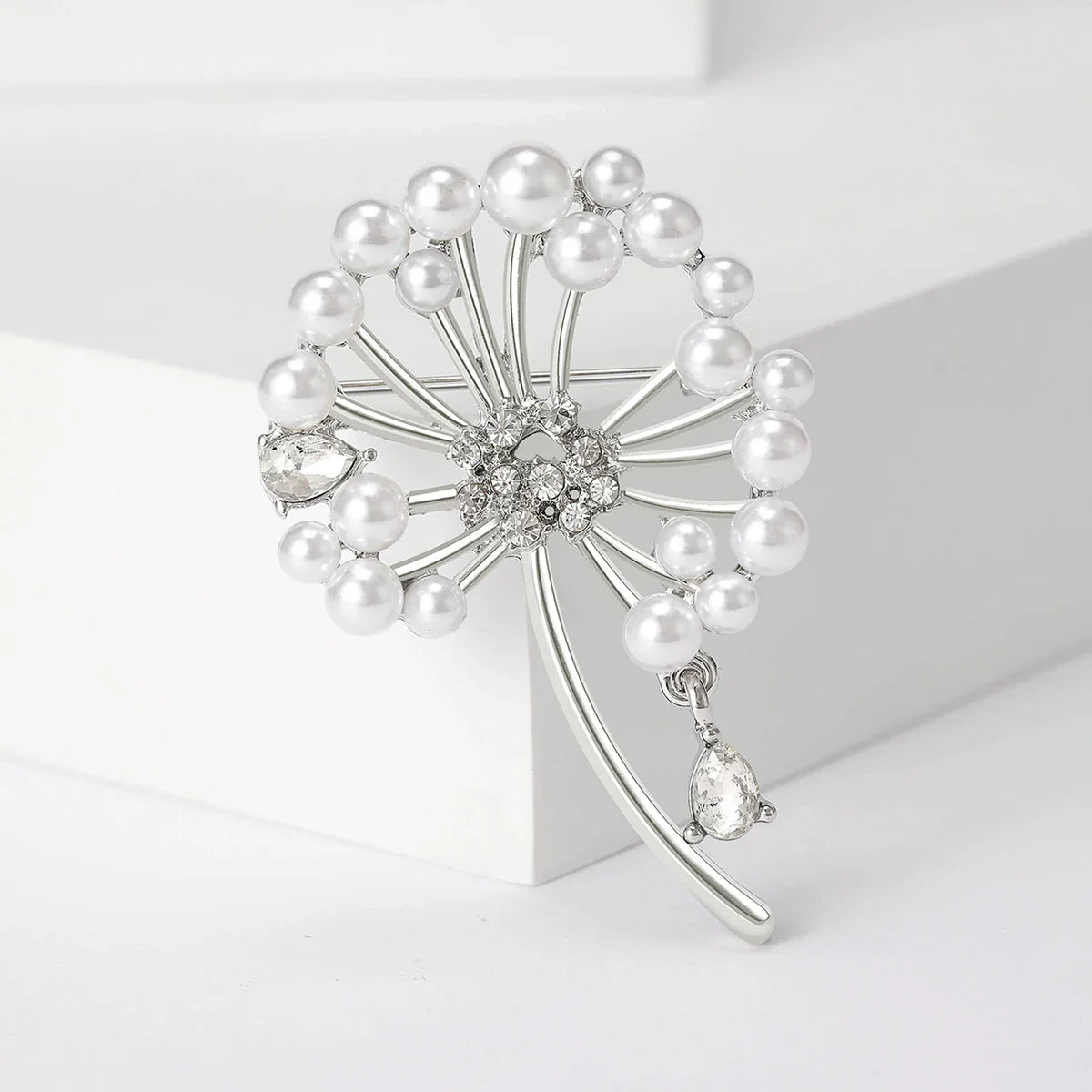 Rhinestone Pearl Dandelion Brooch Pin Jewelry Accessories