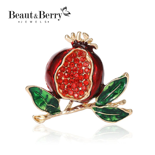 Beaut&Berry Pomegranate Rhinestone Brooch Pin Gifts