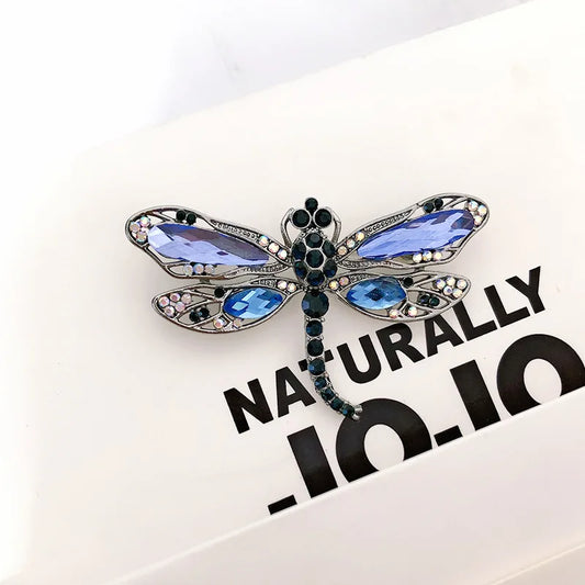 Vintage Dragonfly Orchid Brooch Scarf Pin with Diamonds