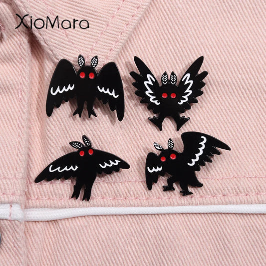 Mothman Enamel Pin Punk Bat Brooch Lapel Jacket Badge Halloween Jewelry Gift