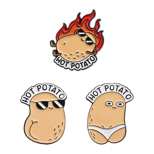 HOT POTATO Enamel Pins Funny Vegetable Brooches Backpack Lapel Badges Jewelry Gift