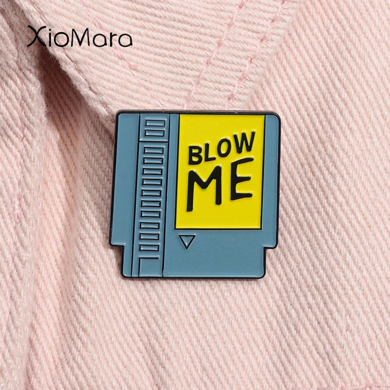 Blow Me Enamel Pin Retro Video Game Brooch Lapel Badge Gift