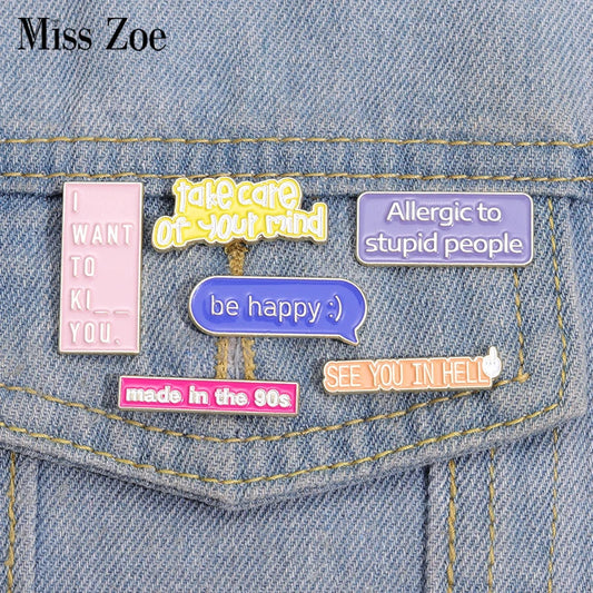Sarcasm Enamel Pins I Hate People 90s Baby Motivational Brooches Lapel Badges Funny Jewelry Gift