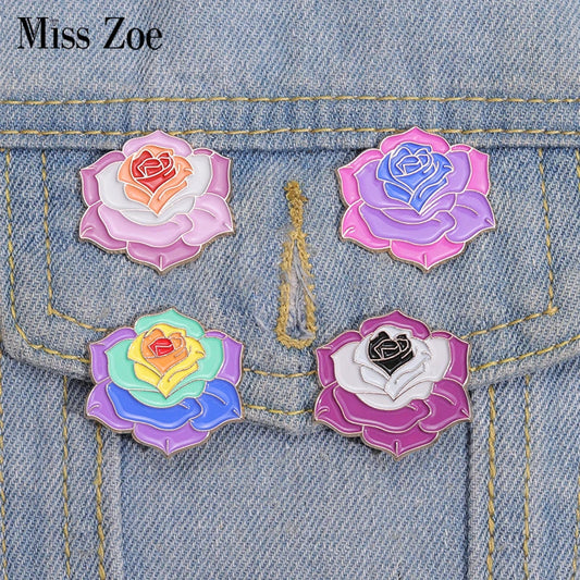 LGBT Rainbow Rose Enamel Pins Lapel Badges Jewelry Gift