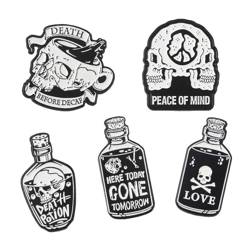 Punk Skull Enamel Pin Brooch for Denim Lapel Jewelry Gift