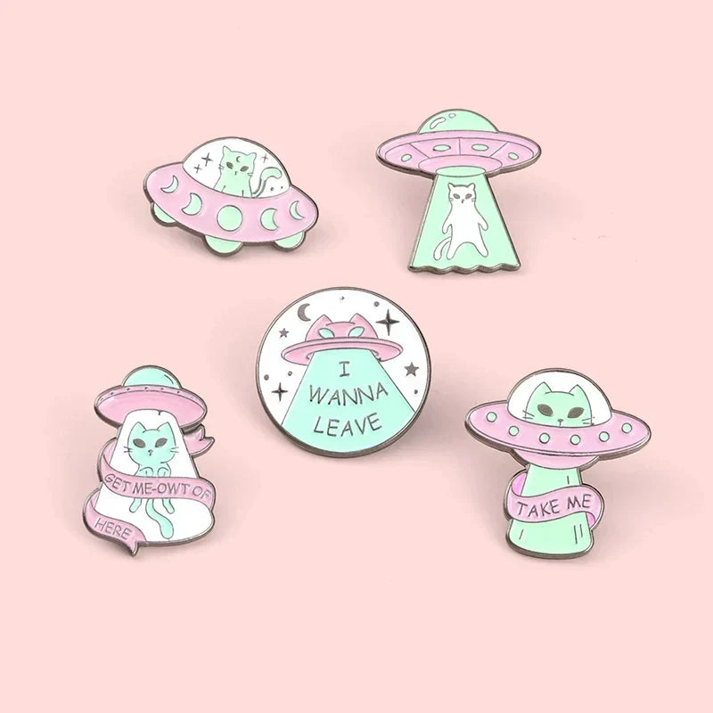 Halloween Enamel Pins Set: Cute Animal Brooches for Backpacks & Clothes