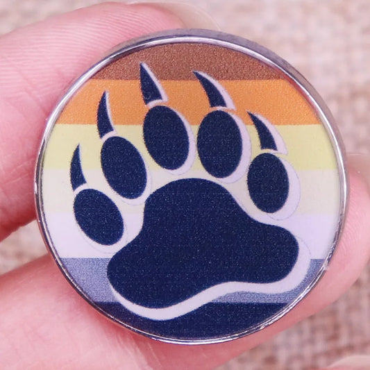 Bear Pride Paw Enamel Pin LGBT Rainbow Badge