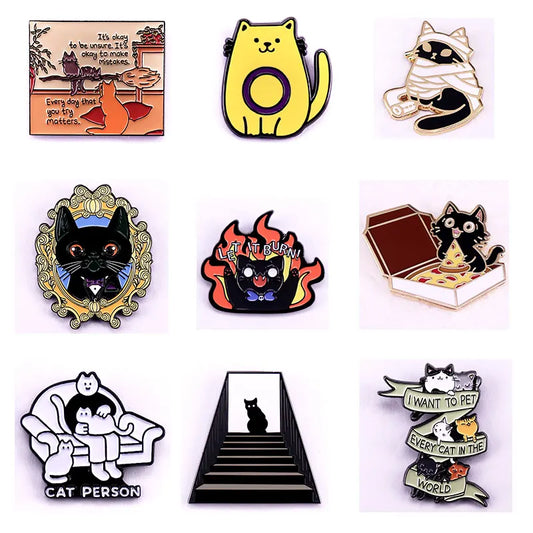 Cute Cartoon Kitty Enamel Pins - Animal Quotes Lapel Badge for Jacket/Backpack