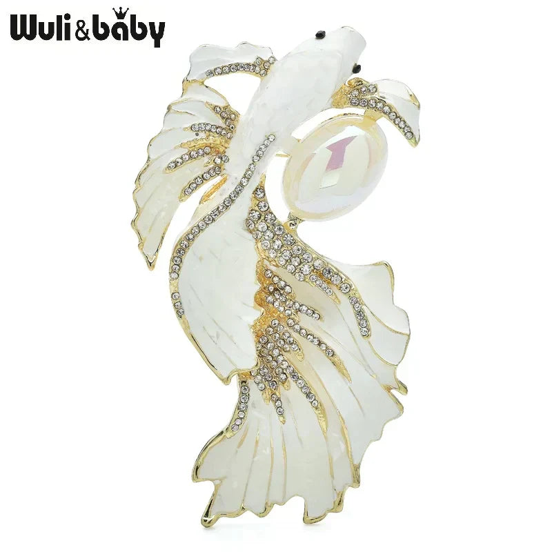 Goldfish Brooch Pin - Luxury Pearl Enamel 3-Color Fish Jewelry Gift
