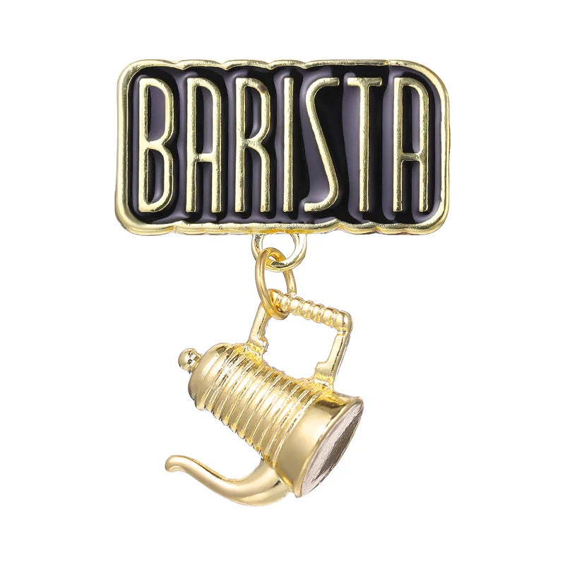 Barista Coffee Enamel Pins Lapel Badges Brooches Accessories