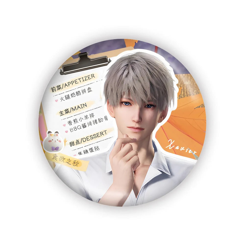 Love Deepspace Q Button Pin Sylus Zayne Xavier Rafayel Brooch Li Shen Qi Yu Xinghui Badge Bag Fans Collectible