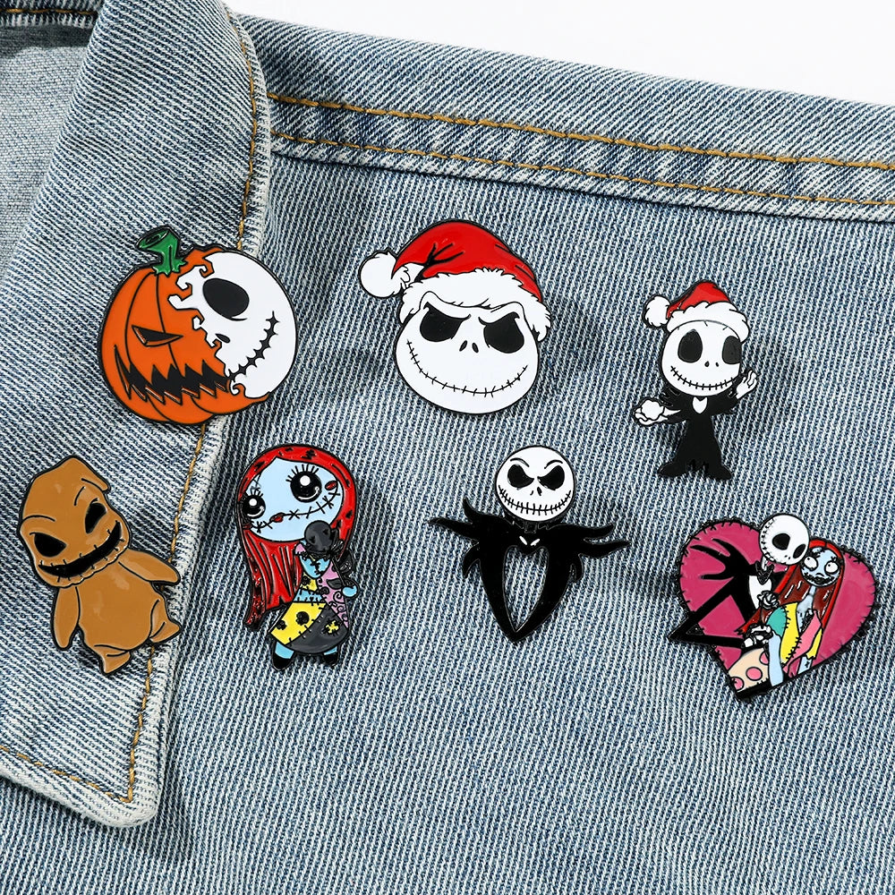 Nightmare Before Christmas Jack Skellington Sally Enamel Pin Set