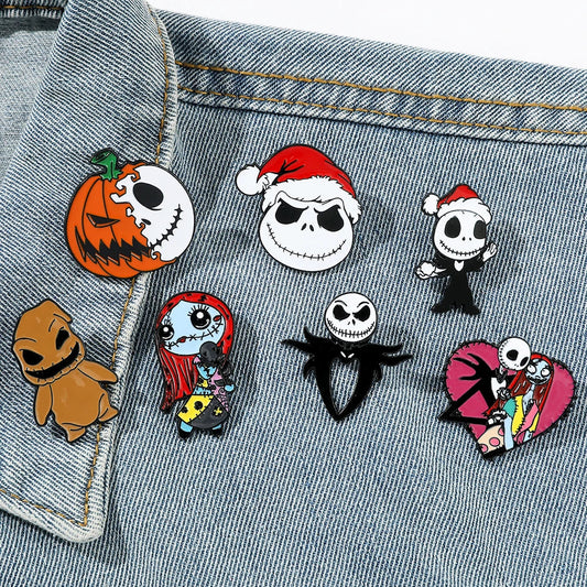 Nightmare Before Christmas Jack Skellington Sally Enamel Pin Set