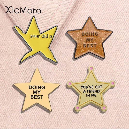 Creative Pentagram Enamel Pin Inspirational Quote Brooch Lapel Badge Jewelry Gift