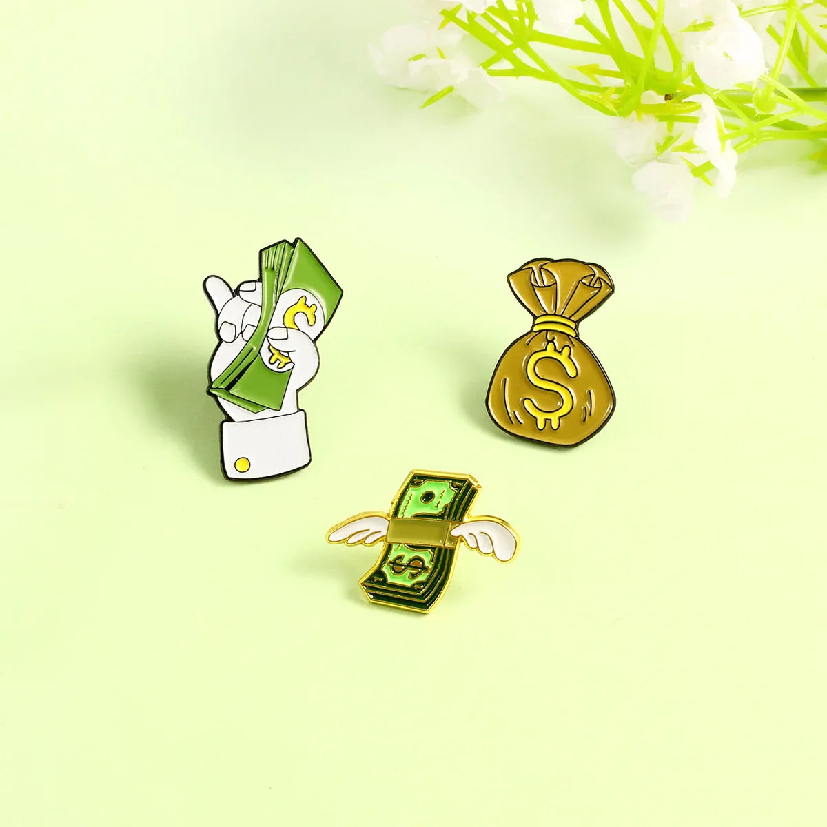 Dollar Wings Enamel Pin Brooch Badge for Bags and Clothes