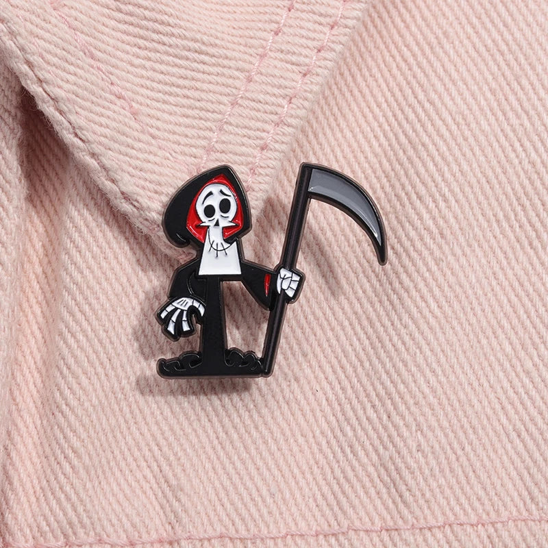 Grim Reaper Enamel Pin Billy Mandy Brooch Lapel Badge Halloween Gift