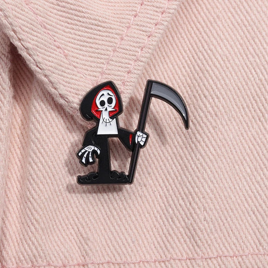 Grim Reaper Enamel Pin Billy Mandy Brooch Lapel Badge Halloween Gift