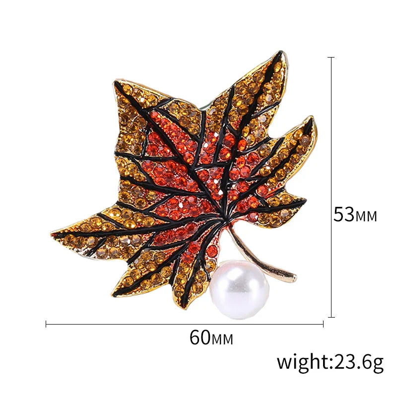 Rhinestone Maple Leaf Brooches for Women Jewelry Accessories