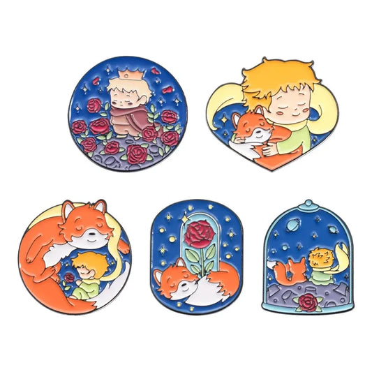 Cartoon Boy Fox Starry Sky Enamel Pin Anime Lapel Badge Jewelry Gift