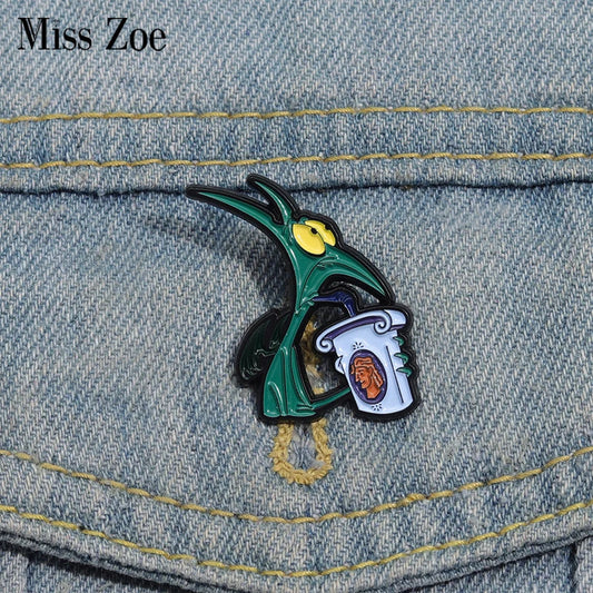 Hercules Panic Drinking Soda Enamel Pins Cartoon Animal Brooches Lapel Badges Jewelry Gift