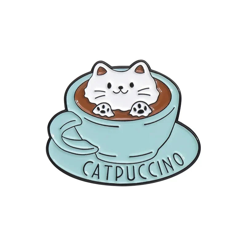 Cute Cat Enamel Pins Kitten Brooches Lapel Badge I Love Cats Jewelry Gift