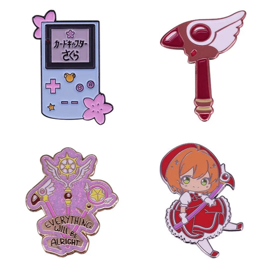 Sakura Anime Enamel Pin Kawaii Kero Chan Magic Wand Brooch Gift