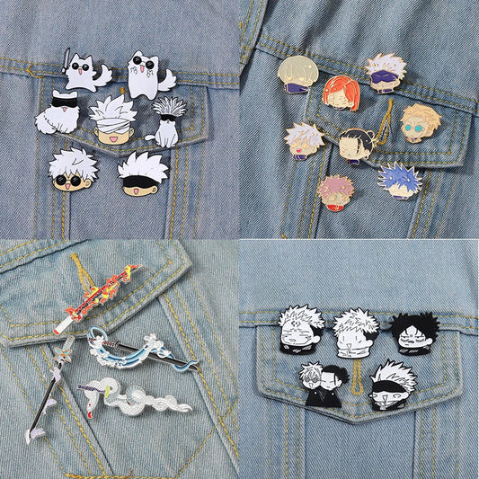 Anime Enamel Pins Set Cartoon Character Brooch Lapel Badge Jewelry Gift for Fans