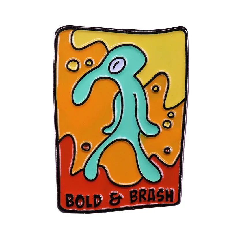 Squidward Bold Brash Enamel Pins SpongeBob Brooch Cartoon Badge Accessories