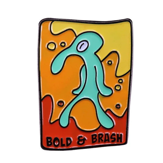 Squidward Bold Brash Enamel Pins SpongeBob Brooch Cartoon Badge Accessories