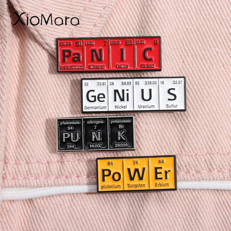 Genius Periodic Table Enamel Pin Personalized Chemistry Brooch Jewelry Gift