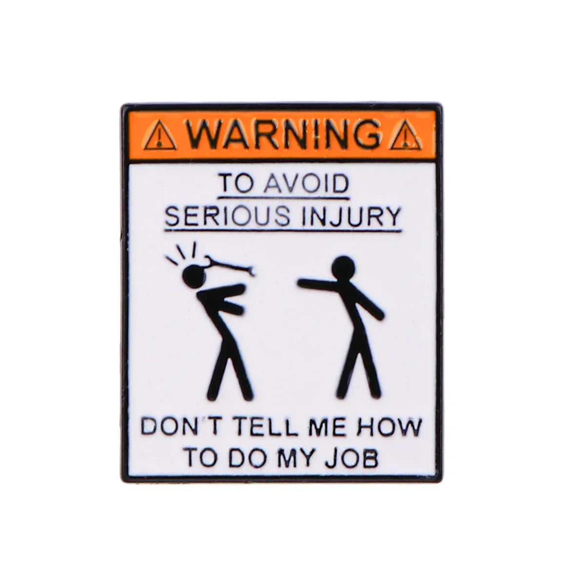 WARNING AVOID INJURY Enamel Pin Bag Lapel Pins Backpack Brooches Fashion Jewelry Gifts