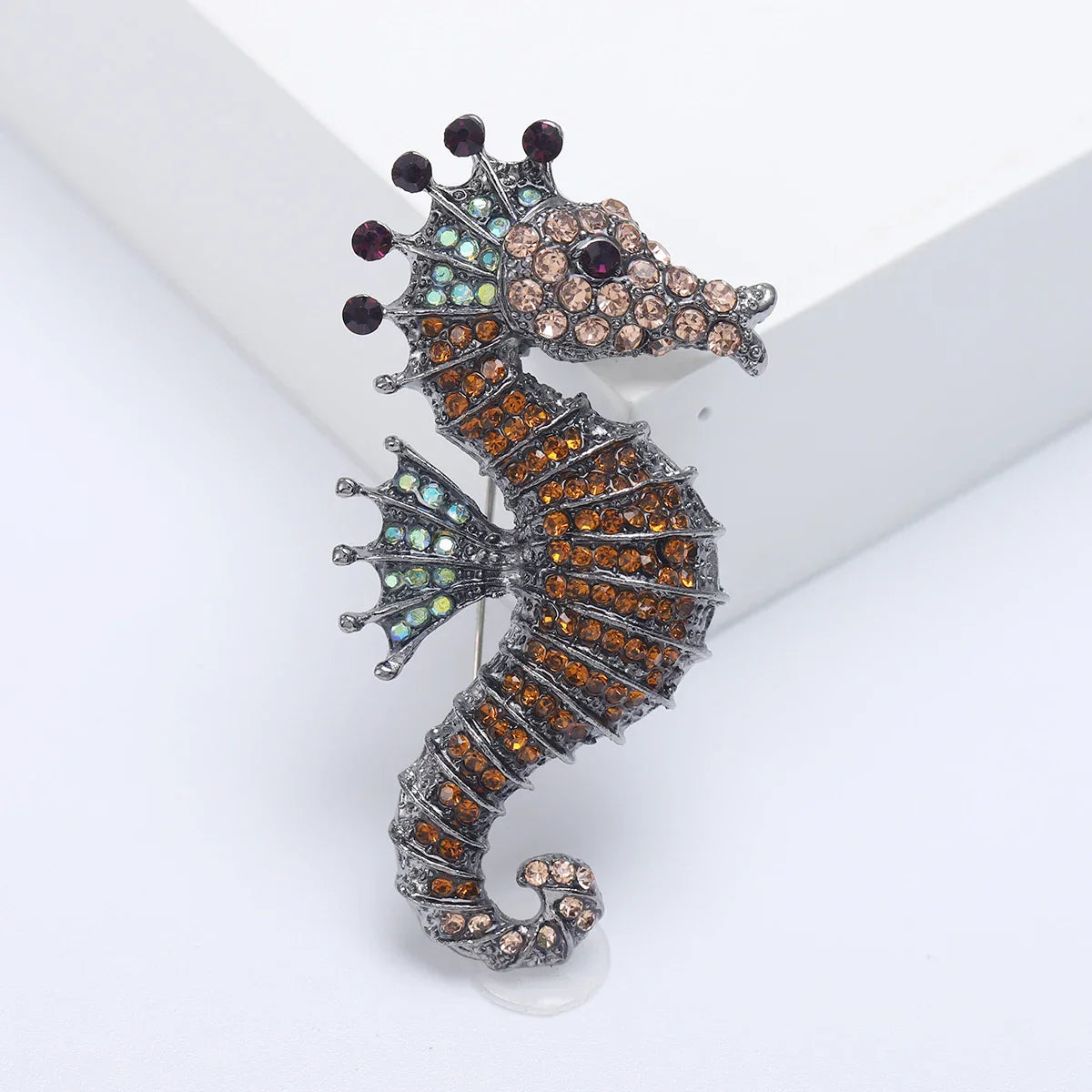 Rhinestone Seahorse Brooches Colorful Sea Life Pins Jewelry Accessories