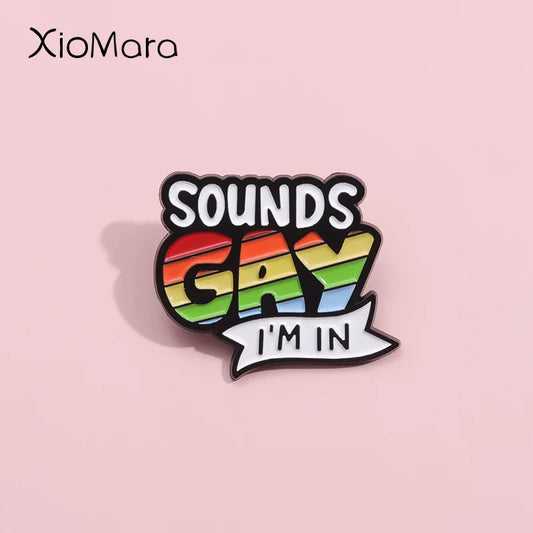 Rainbow Quotations Enamel Pin LGBT Jewelry Gift