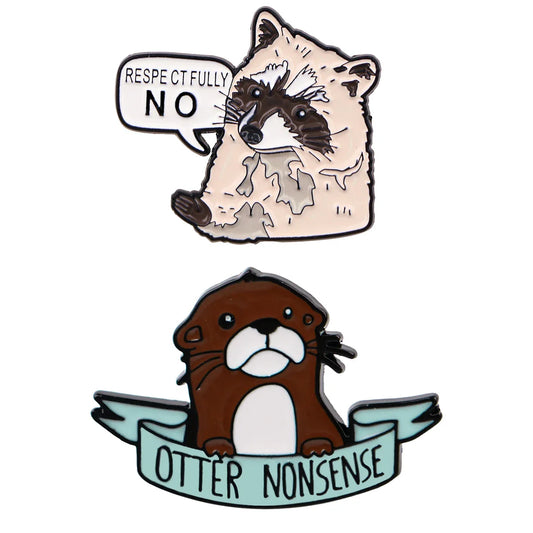 Raccoon Otter Enamel Pin Brooch for Backpacks and Clothes Jewelry Gifts
