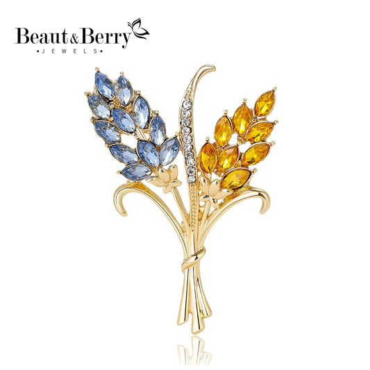 Sparkling Rhinestone Ear of Wheat Brooches - 4 Colors, Unisex Plant Pins, Party Accessories Gifts