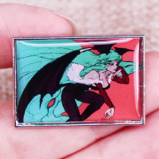 Morrigan Darkstalkers Enamel Pin Anime Game Brooch Fashion Accessory