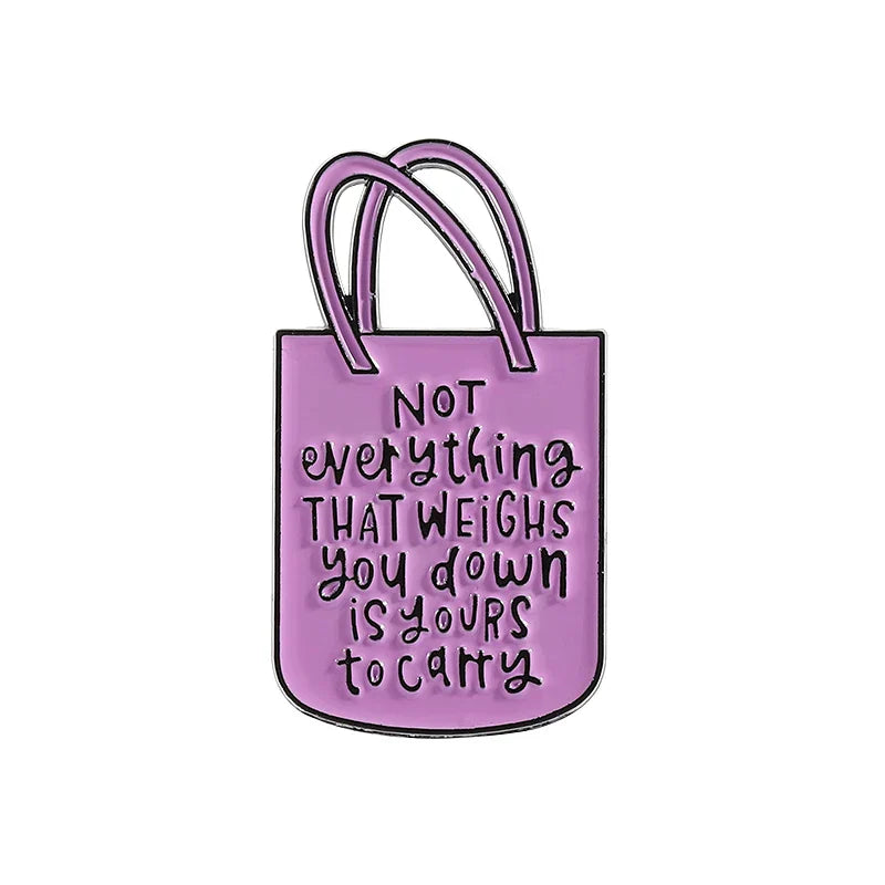 Inspirational Quote Enamel Pin Pink Tote Bag Gift