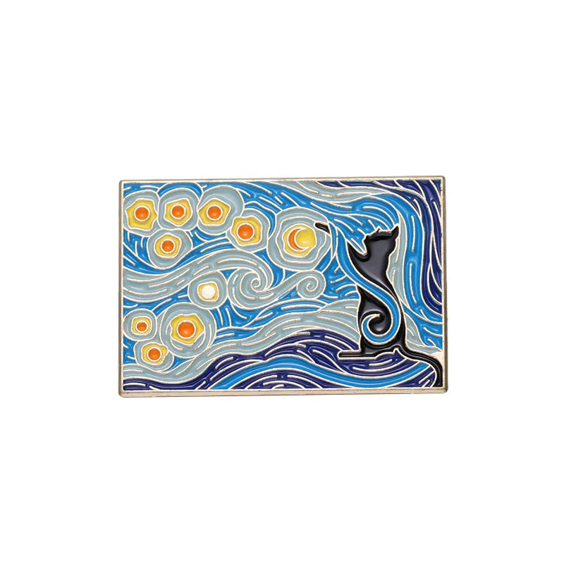 Van Gogh Art Enamel Pins Boys Love Brooches Lapel Badges Gift
