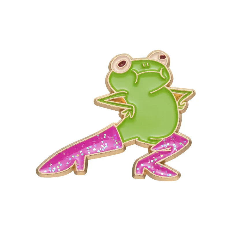 Cool Funny Frog Enamel Pins Brooches Lapel Badges Cartoon Animal Jewelry Gift