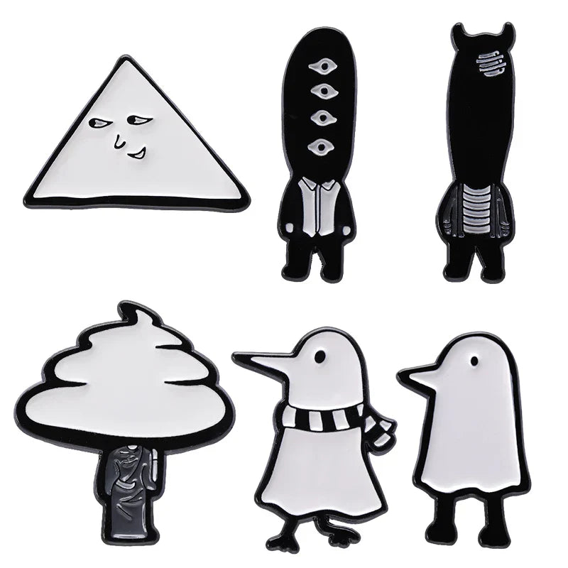 Black Cat Enamel Pin Set Halloween Witch Frog Ghost Lapel Accessories