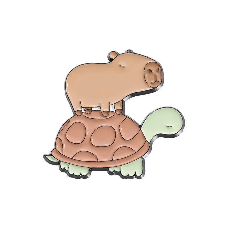 Cartoon Capybara Enamel Pin Cute Animal Brooch Lapel Badge Gift