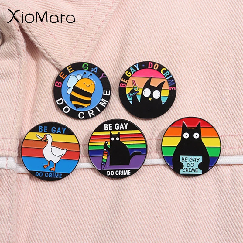 Black Cat LGBT Rainbow Enamel Pins Pride Brooches Jewelry Gifts