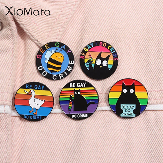 Black Cat LGBT Rainbow Enamel Pins Pride Brooches Jewelry Gifts
