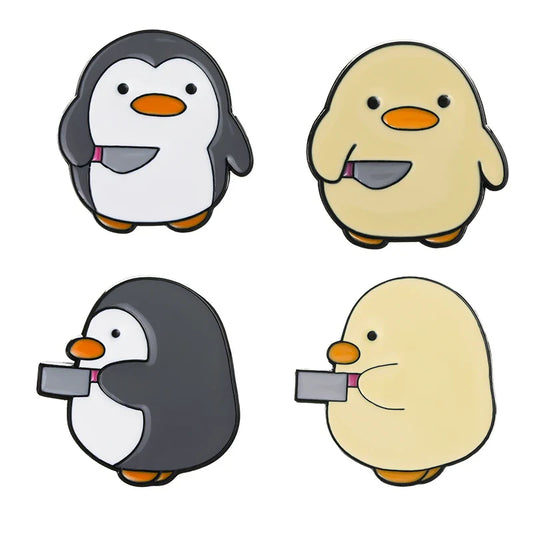 Cartoon Penguin Knife Enamel Pin Brooch Lapel Jewelry Gift Wholesale