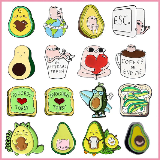 Cartoon Avocado Enamel Pin Cute Lapel Jewelry Gift