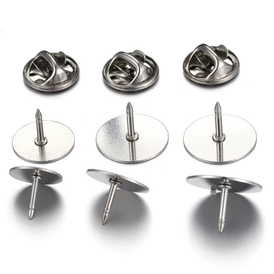 10pcs Stainless Steel Butterfly Tie Tack Backs Brooch Pin Cufflink Settings