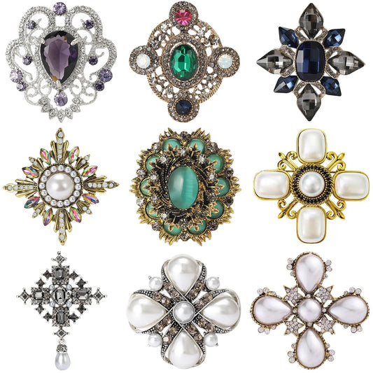 Vintage Baroque Rhinestone Brooch Pin Jewelry Accessories