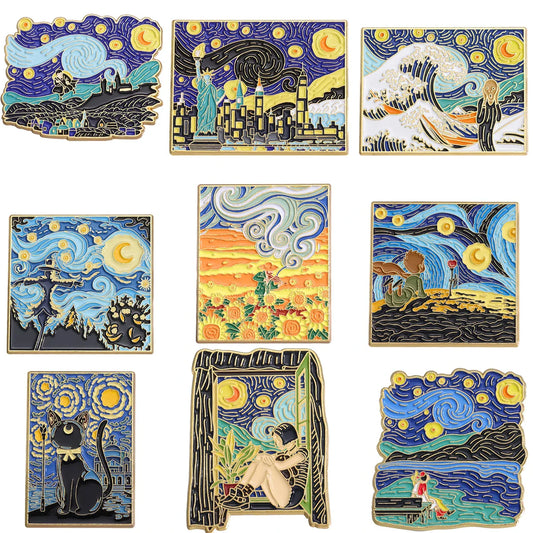 Van Gogh Starry Night Enamel Pin Brooch Jewelry Accessories Gift