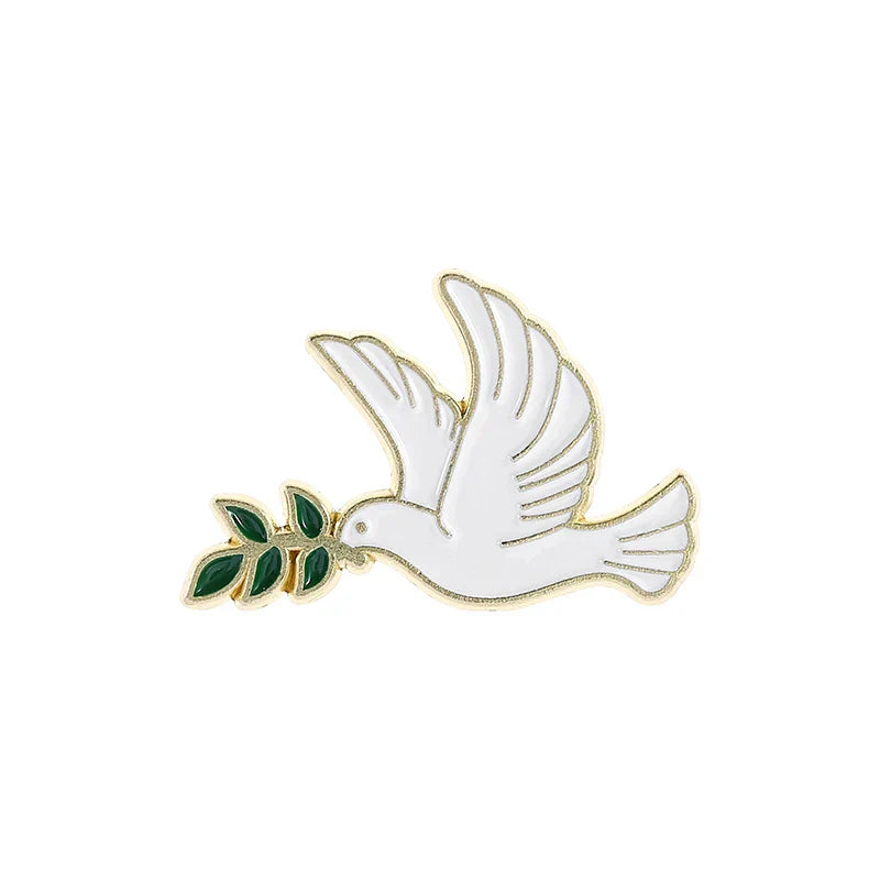 Peace Dove Olive Branch Enamel Pin Brooch Lapel Badge Jewelry Gift