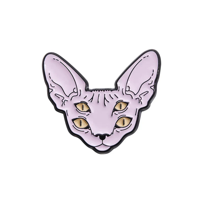 Pink Horror Enamel Pins Eyeball Bow Clarity Potion Hairless Cats Brooch Lapel Backpack Badge Halloween Jewelry Gift